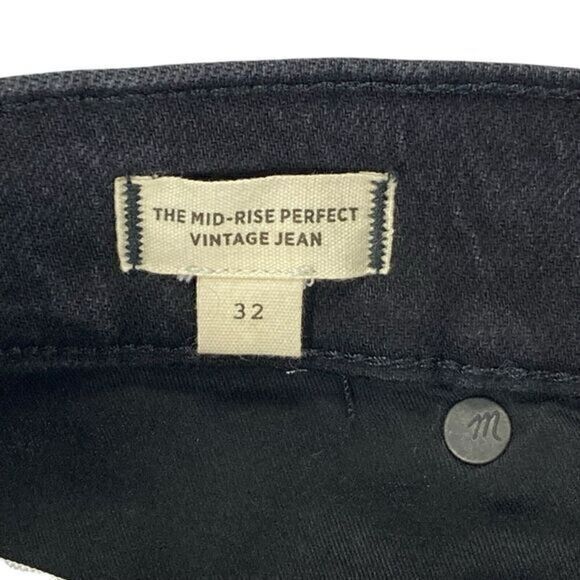 NWT Madewell Jeans Womens 32 Black Mid‎ Rise Perfect Vintage Dark Wash Denim - Picture 15 of 16